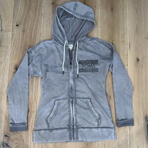 Toms Sweater Womens Med Full Zip Hoodie Grey Casual Ladies